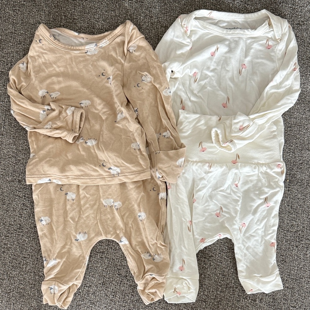 Adorable Kids Pajamas Set - Tan and Cream